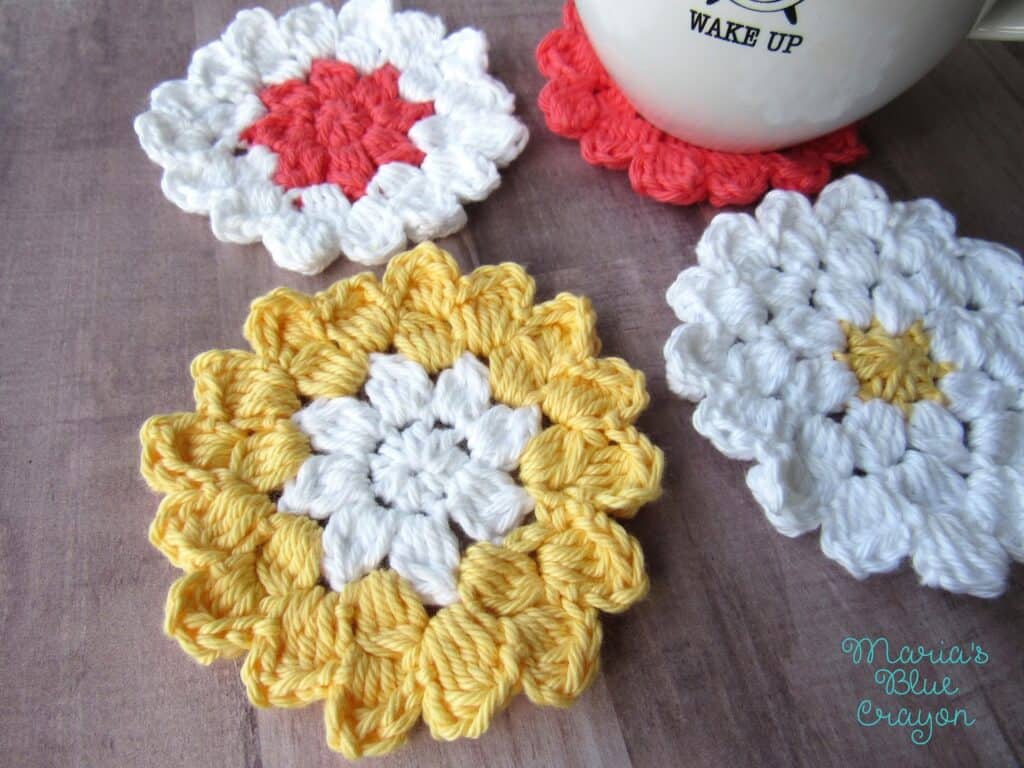 Crochet Flower Coaster Pattern Maria S Blue Crayon