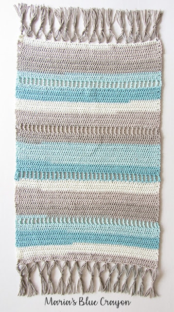 Coastal Indoor Rug - Free Crochet Pattern made with Caron Cotton Cakes ...