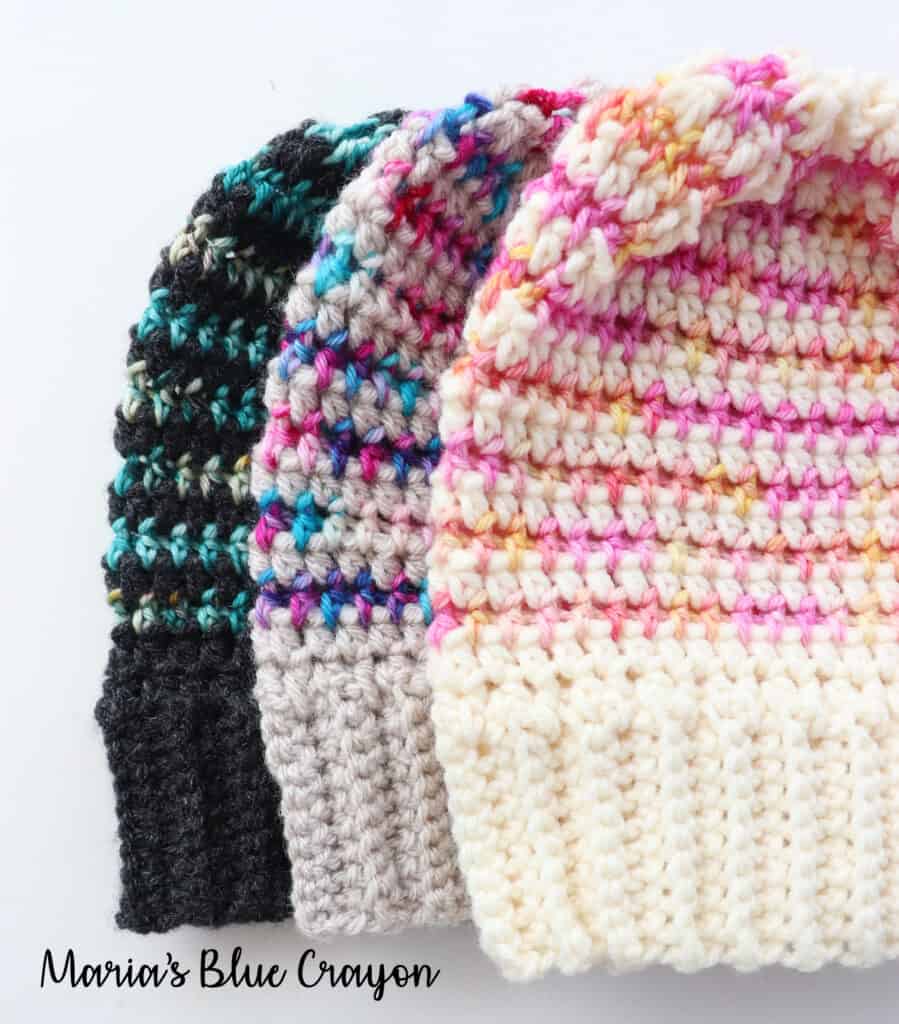 MediumLarge Ribbed Crochet Hat in Variegated Orange Pink and Green Acrylic Yarn Crocheted Beanie Hat for Women