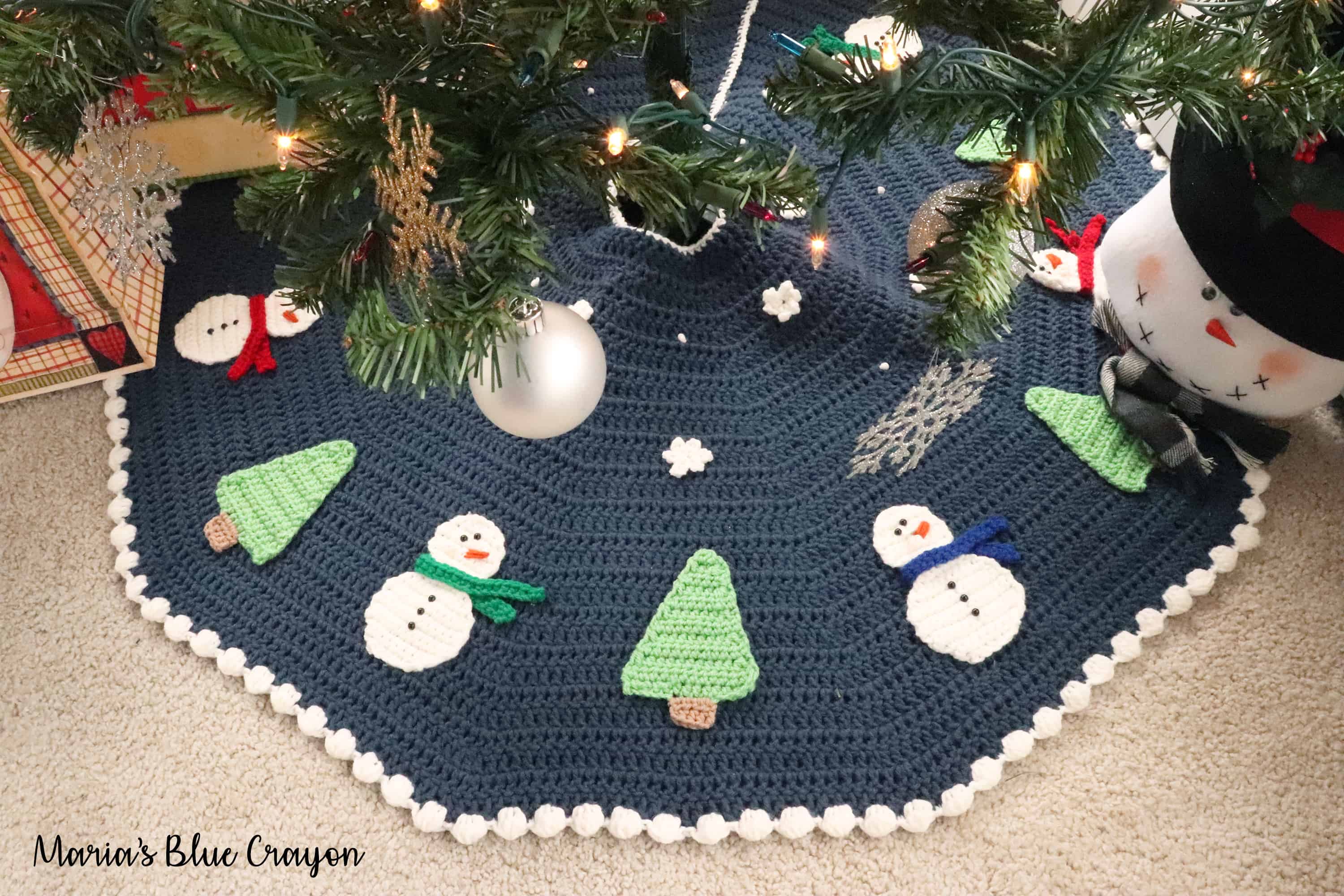 Christmas Snowman Tree Skirt Free Pattern Maria S Blue Crayon