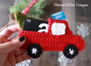 Crochet Gift Card Holder Pattern - Red Truck - Maria's Blue Crayon