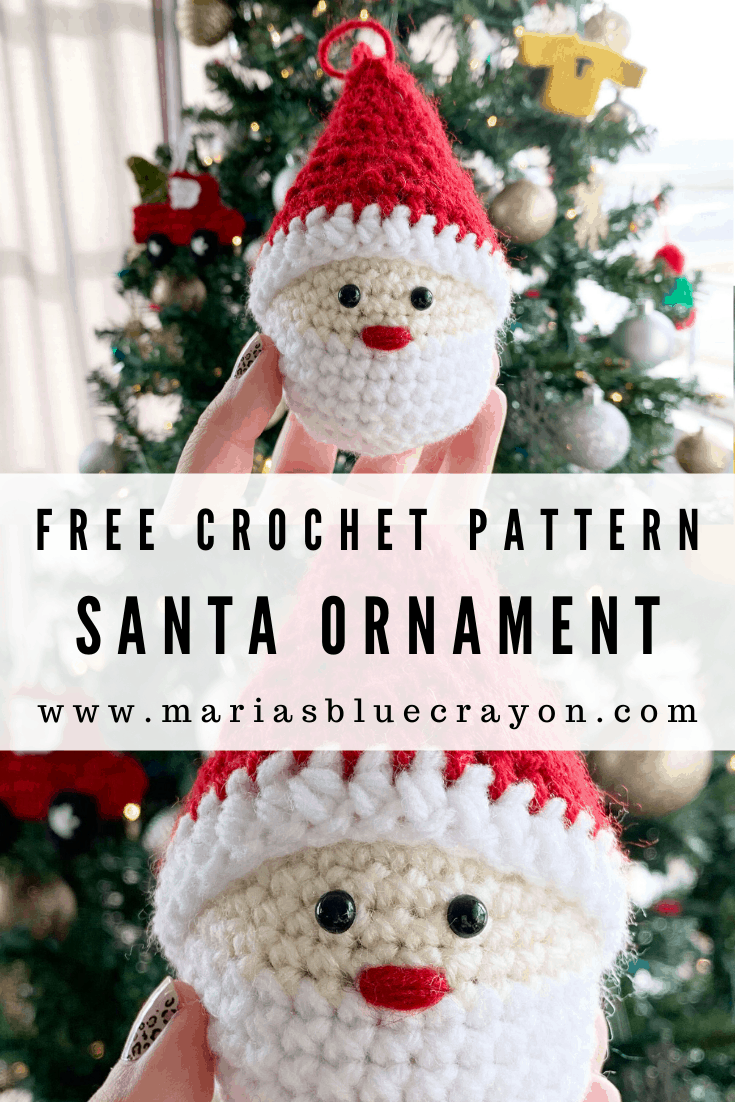 Crochet Santa Claus Ornament - Free Pattern - Maria's Blue Crayon