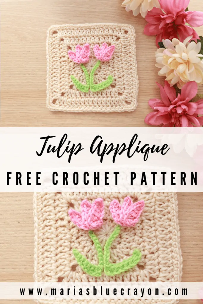 crochet tulip flower applique pattern
