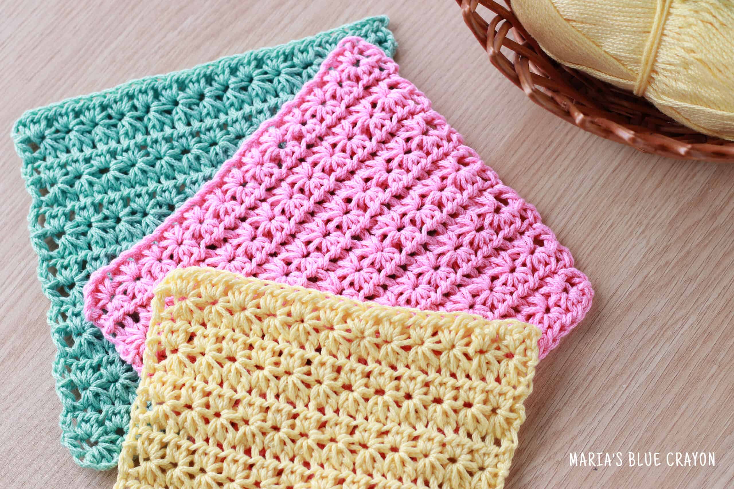 Crochet Dish Cloths / Wash Rags Pattern – Double Cluster Stitch - Stacy's  Stitches