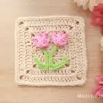 crochet tulip flower applique pattern