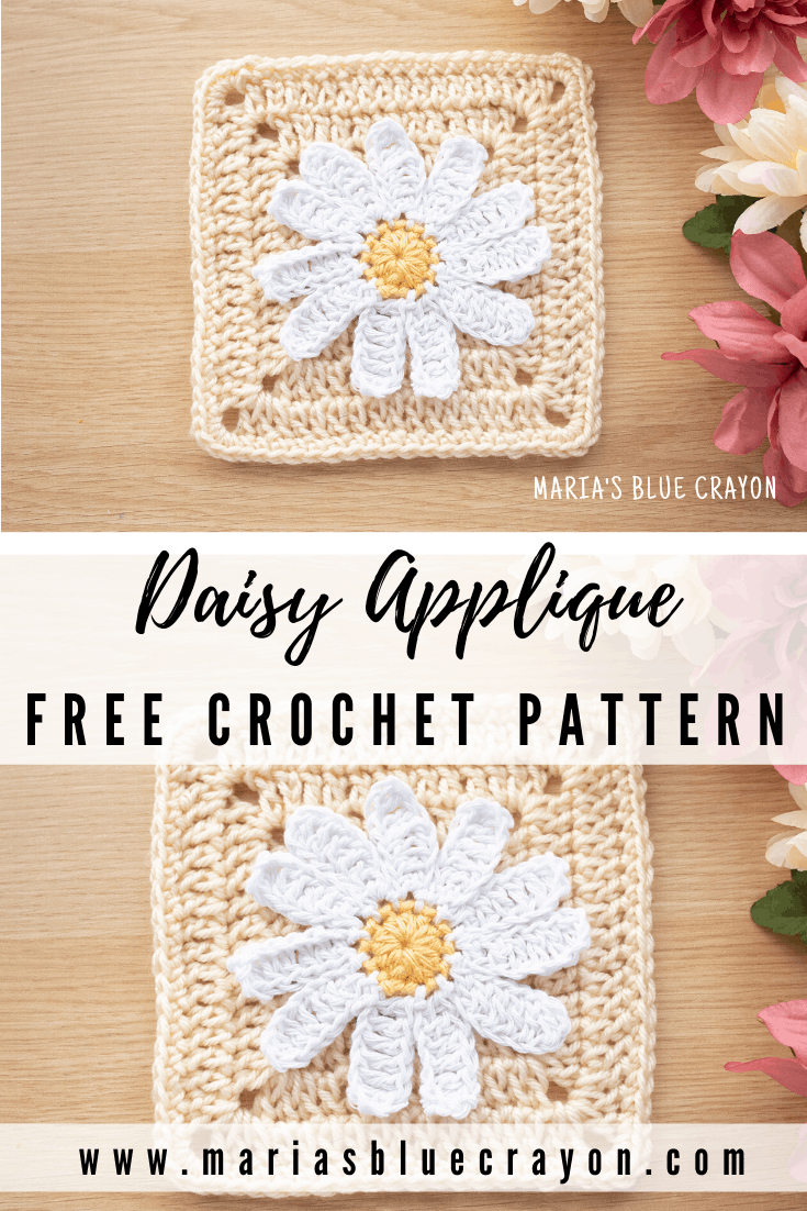 Crochet Daisy Applique Pattern - Maria's Blue Crayon