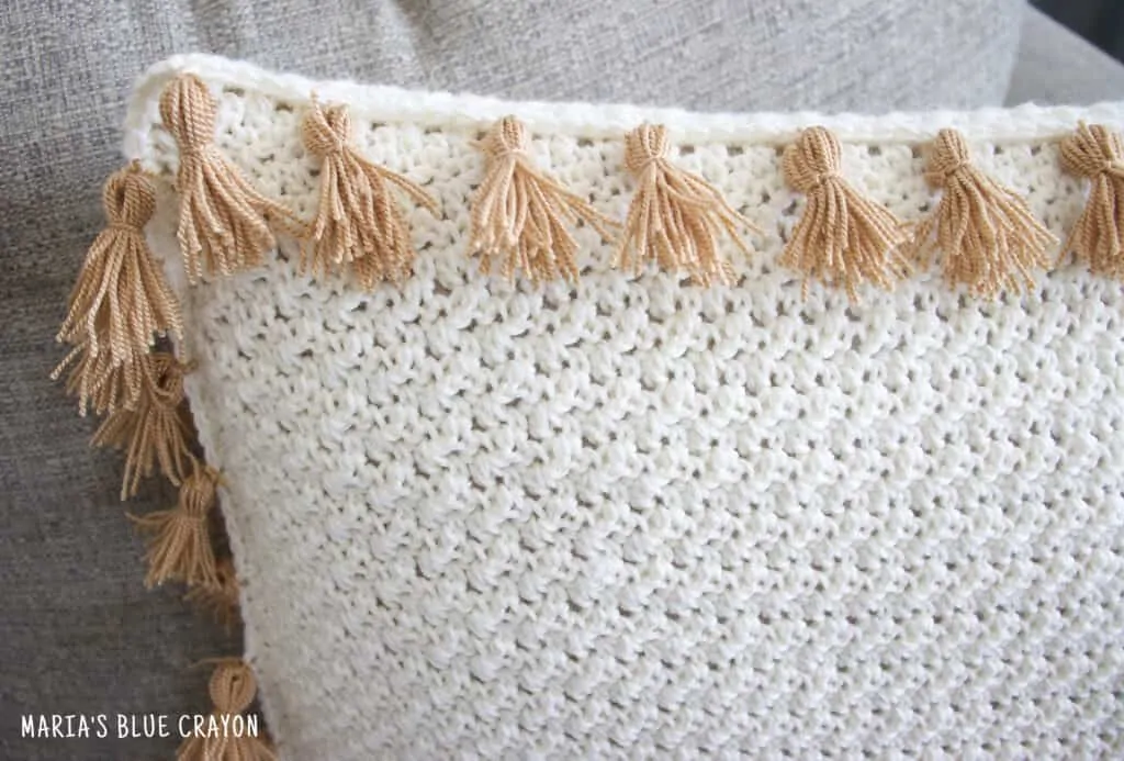 crochet pillow with tassels