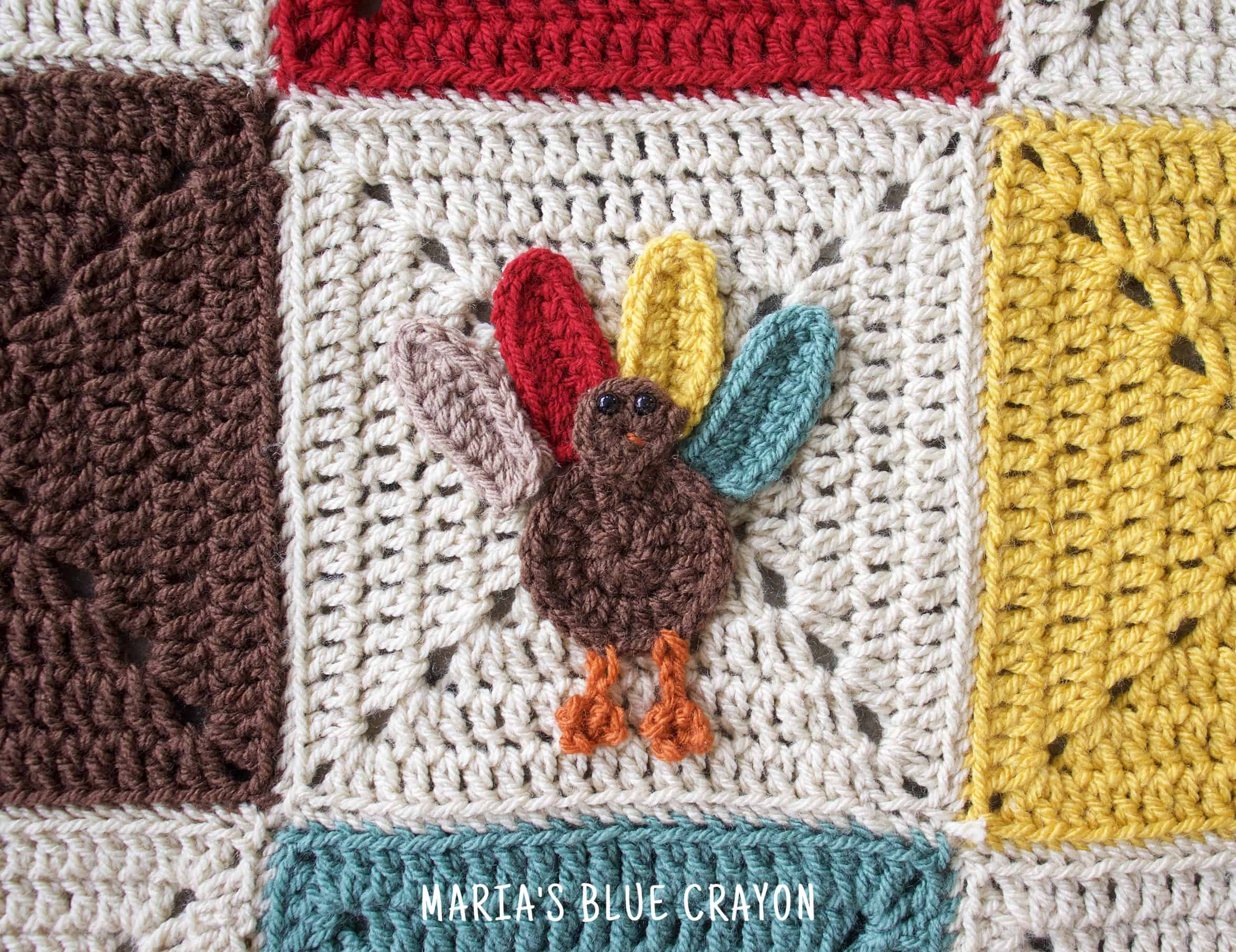 Crochet Turkey Applique Free Pattern - Maria's Blue Crayon