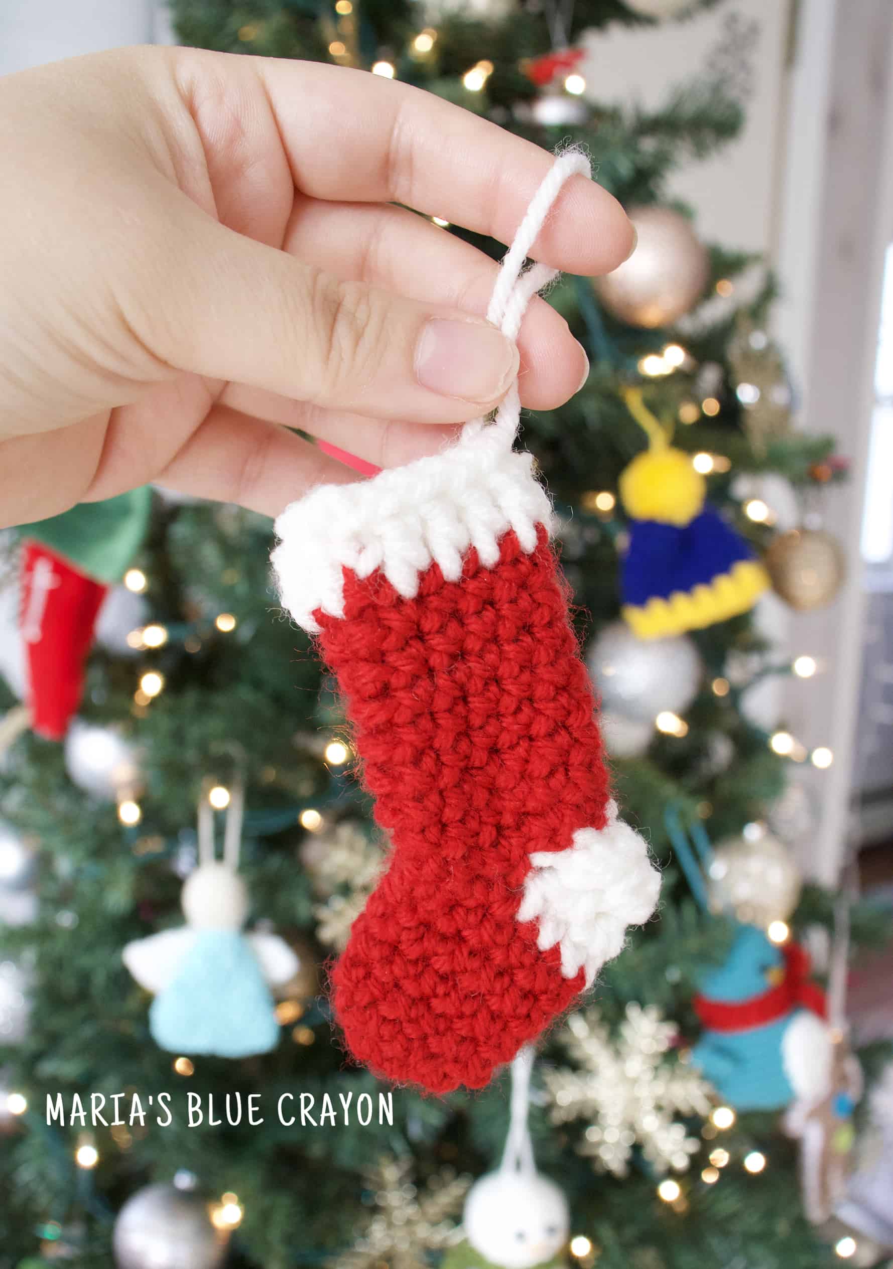 Crochet Stocking Christmas Ornament Stocking Maria's Blue Crayon