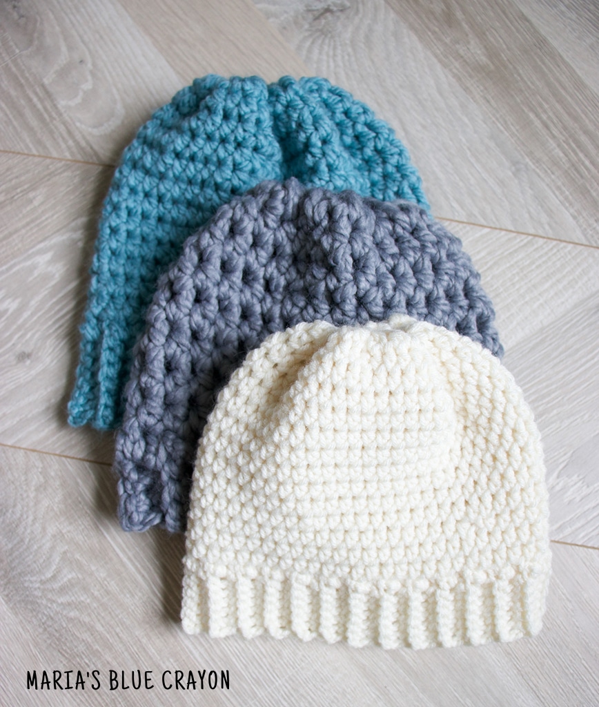 Crochet Bottom Up Beanie Pattern and Tutorial for Any Size Maria's