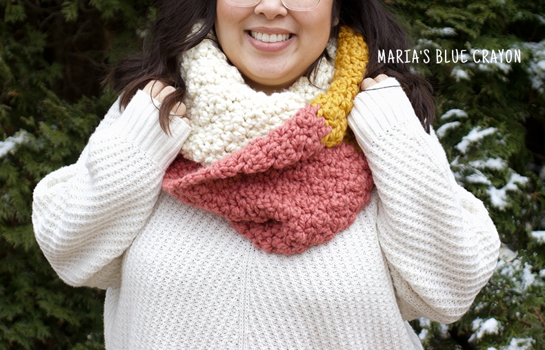 crochet color block scarf pattern