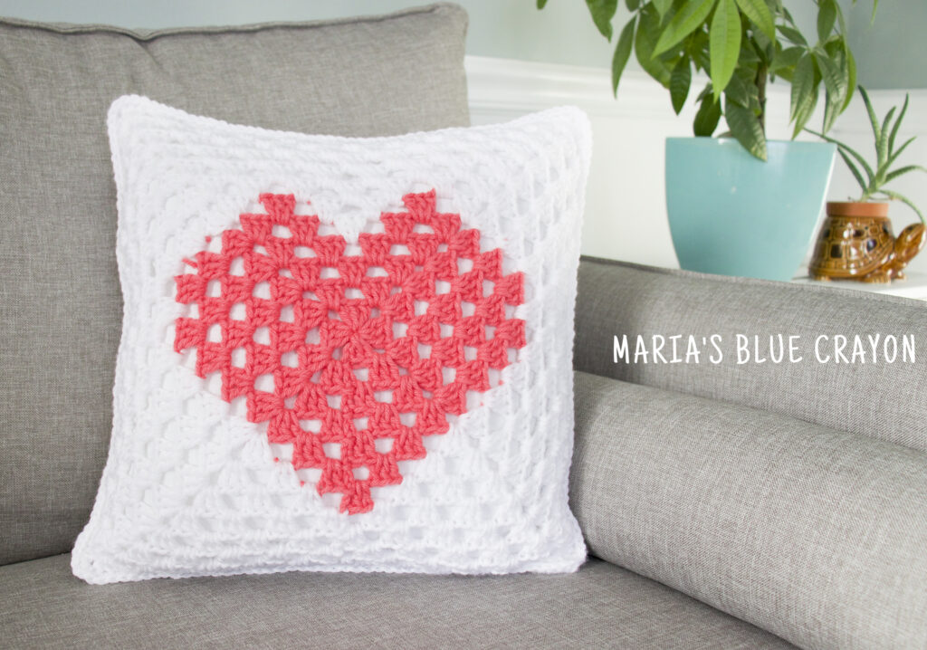 crochet granny square heart pillow pattern