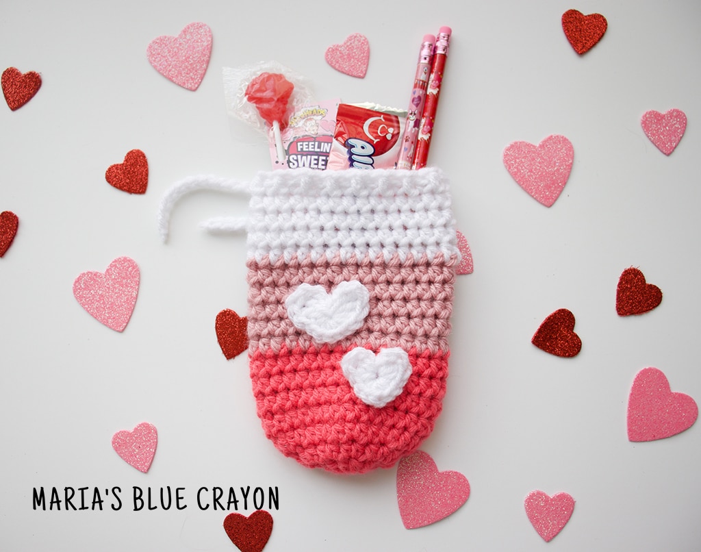 Pink and Purple Valentine's Purse Treat Bag Kids Crochet Purse