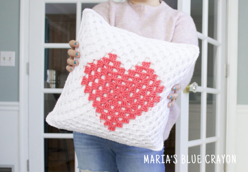 granny square heart pillow crochet pattern