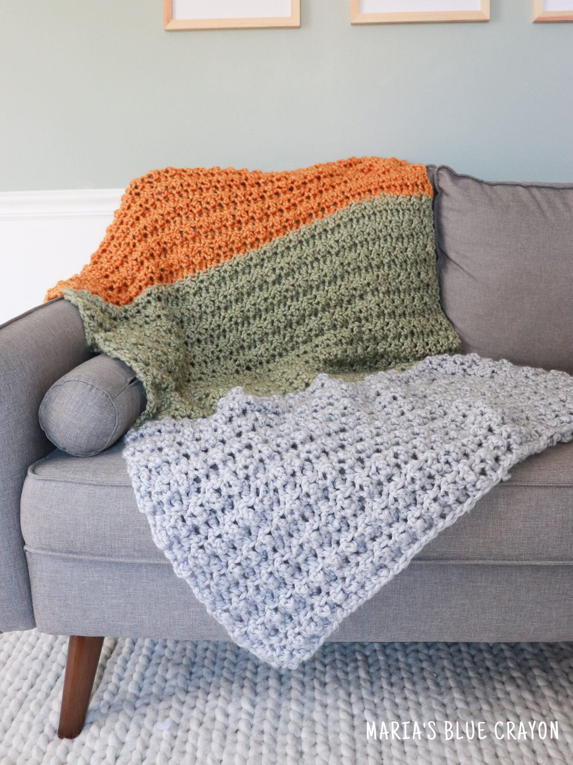 Super Bulky Crochet Blanket pattern by Maria's Blue Crayon