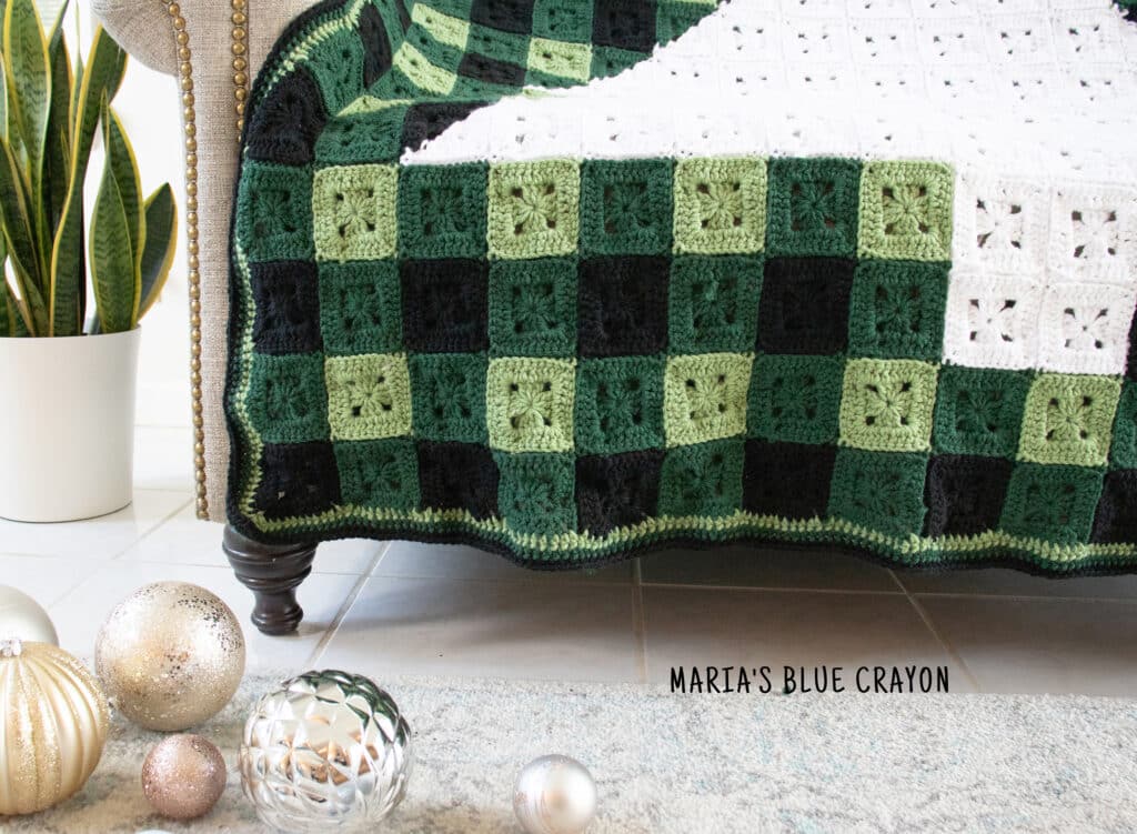 crochet granny square plaid blanket pattern