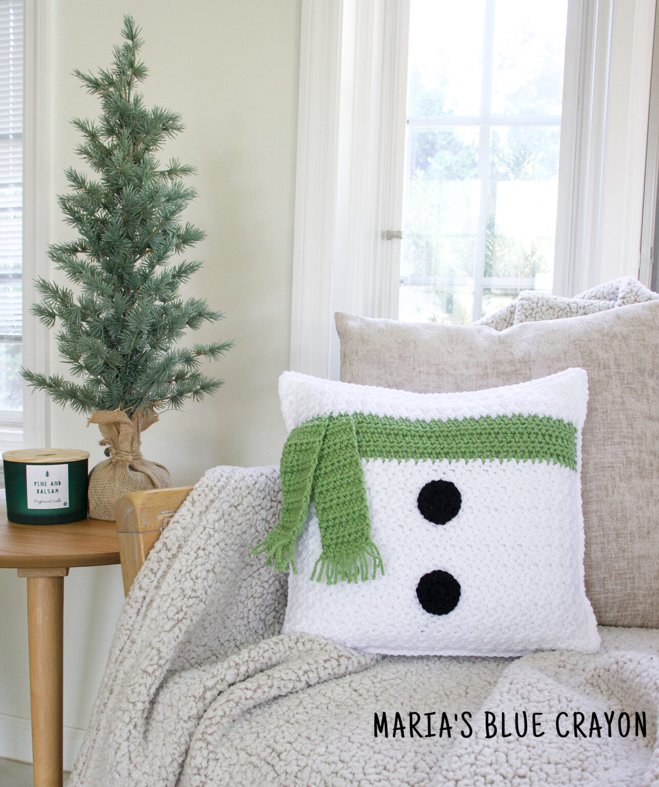 Easy Crochet Snowman Pillow Pattern Maria's Blue Crayon