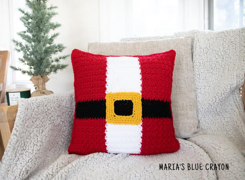 crochet christmas santa pillow