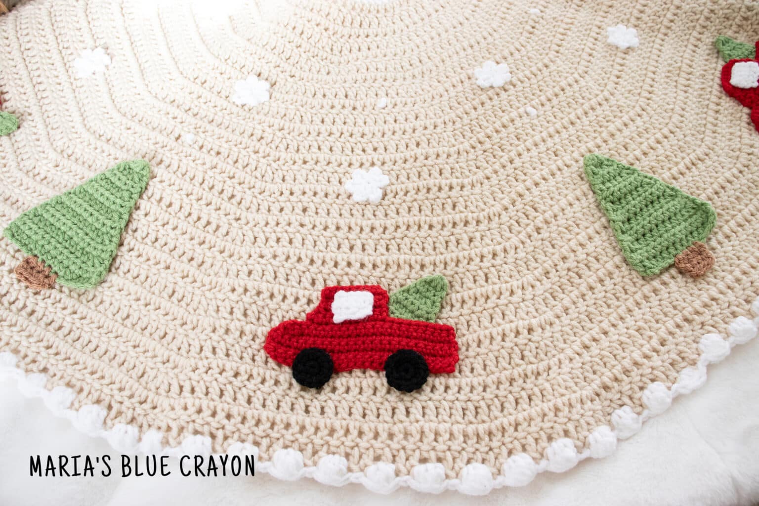 Crochet Red Truck Tree Skirt Free Pattern Maria's Blue Crayon
