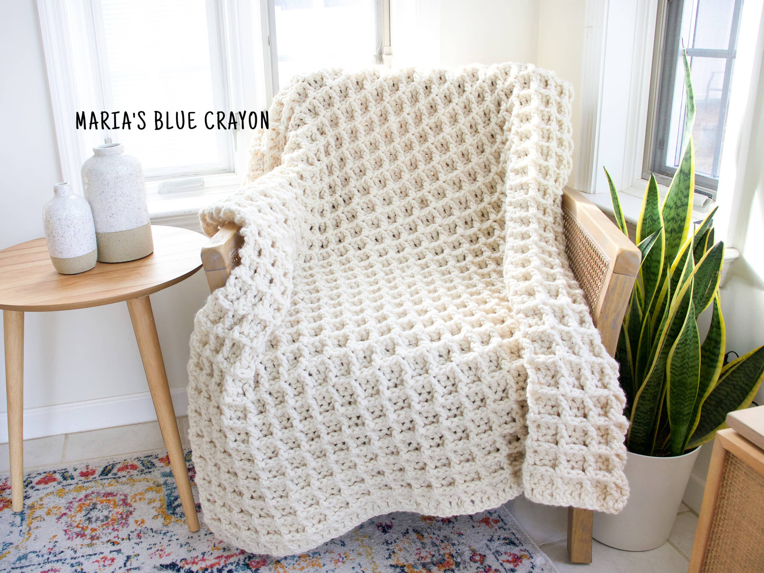 Super Bulky Crochet Blanket Free Pattern - Maria's Blue Crayon