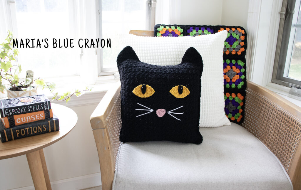crochet black cat pillow pattern