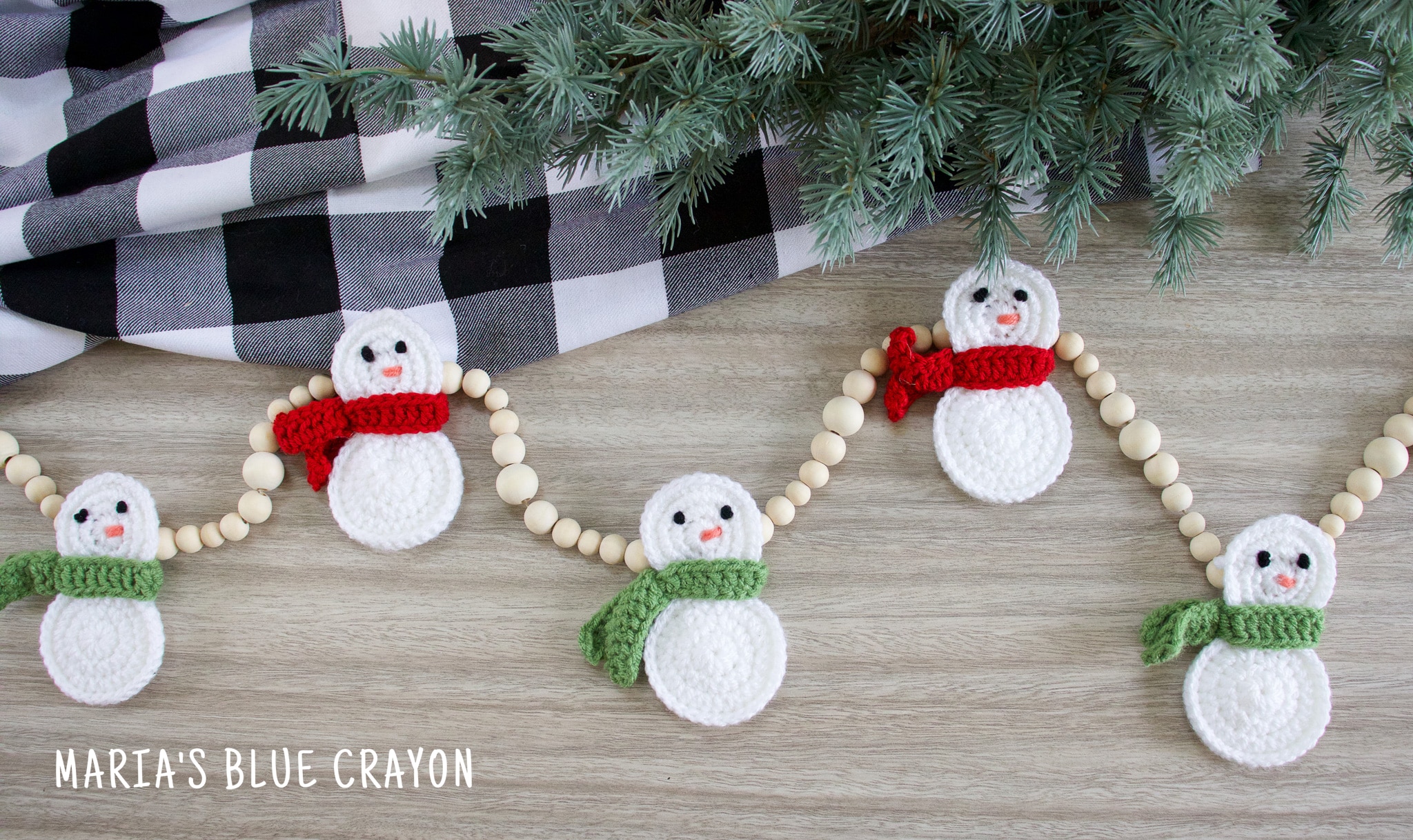 Crochet Snowman Christmas Garland Free Pattern Maria's Blue Crayon