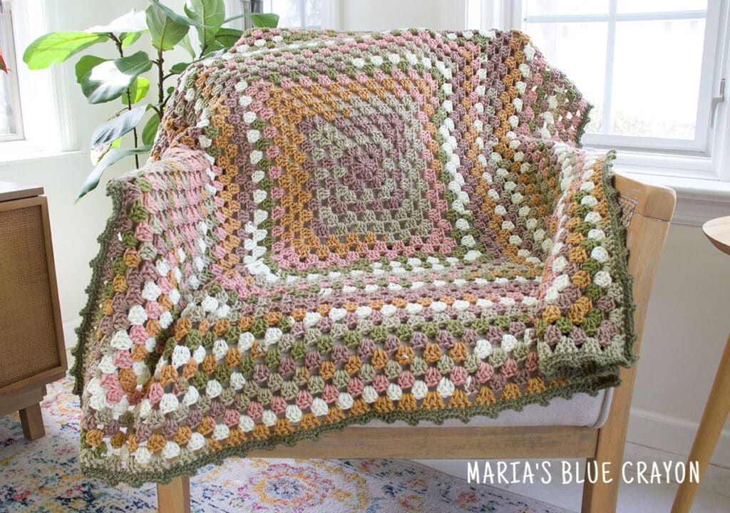 crochet granny square blanket using caron cakes