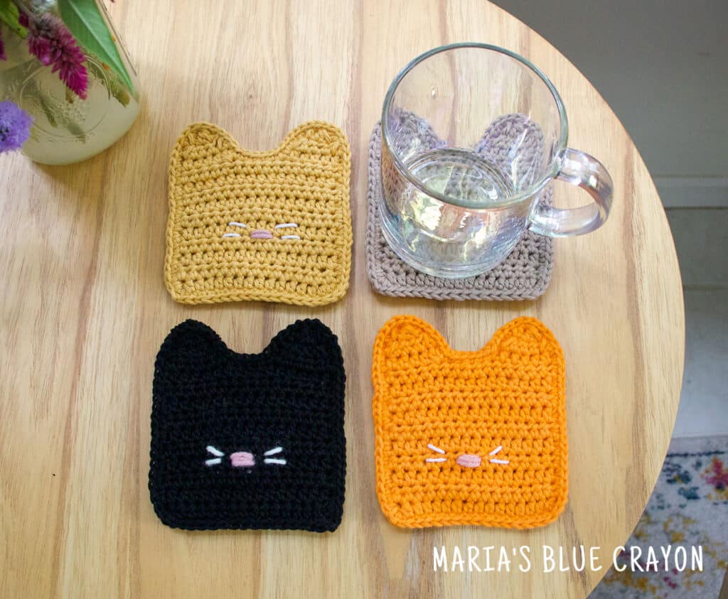 crochet cat coasters free pattern